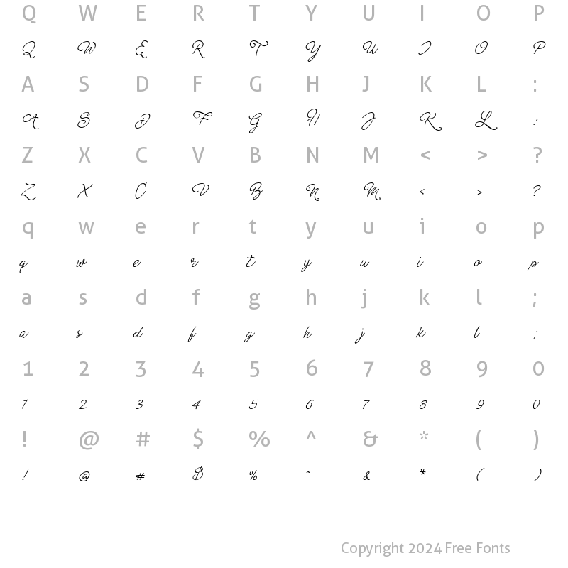 Character Map of Alluring Briony Regular