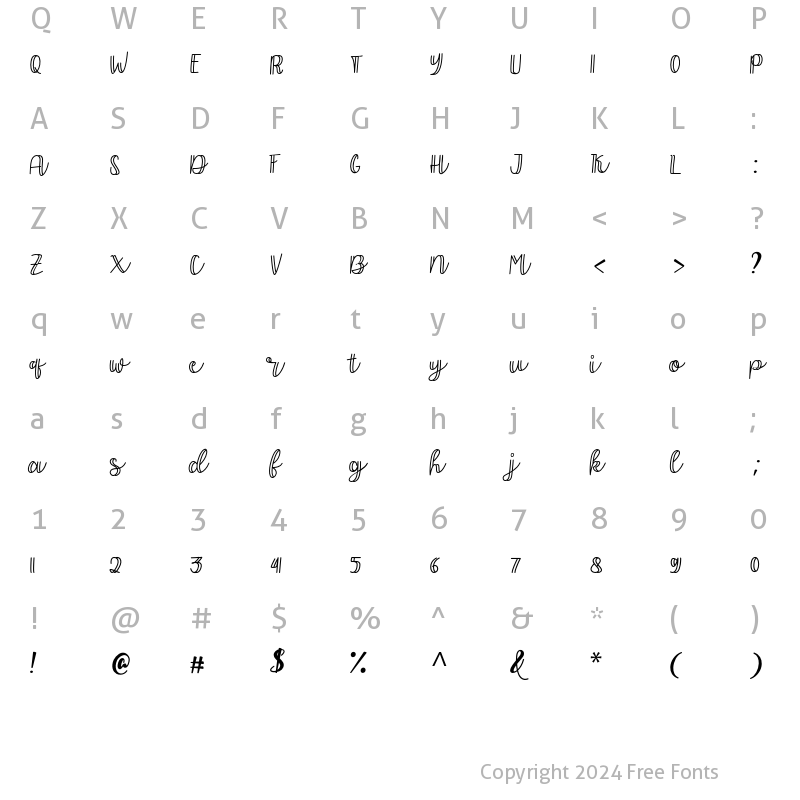 Character Map of Allyca Hollow Regular