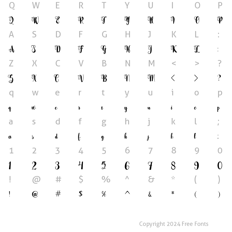 Character Map of Almaida Regular