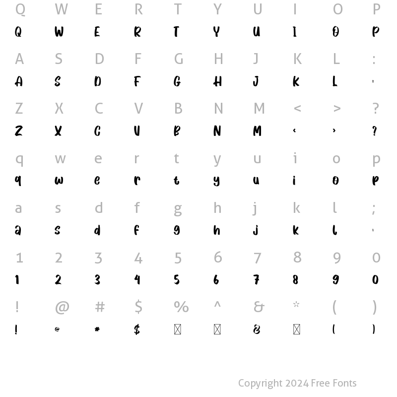 Character Map of Almond Cream Regular