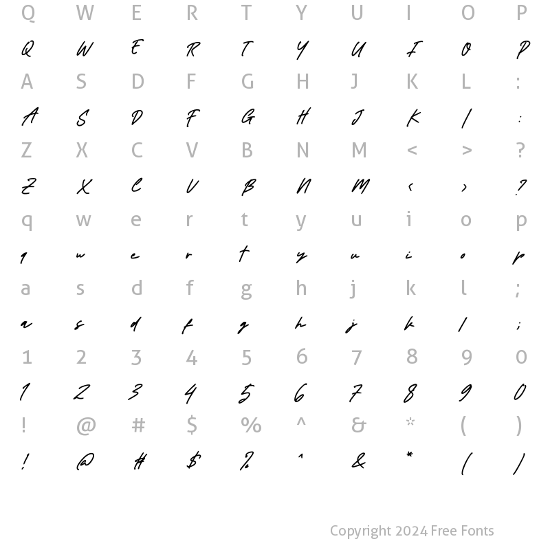 Character Map of Almonde Regular