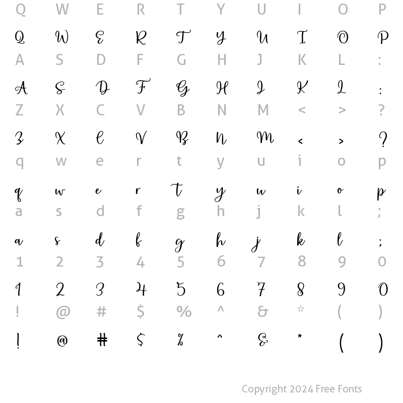 Character Map of Almost There Script Regular