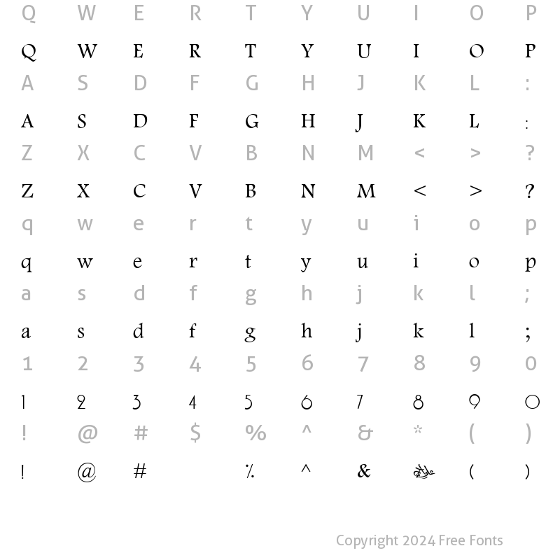 Character Map of Almwaheb 3 Regular