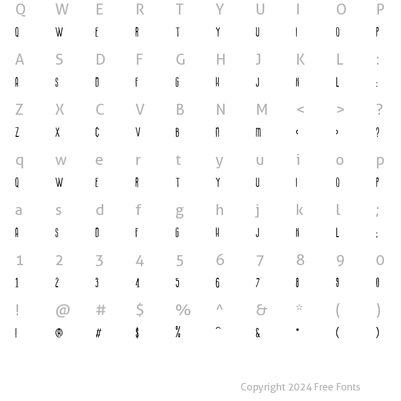 Character Map of Alocasia Sans