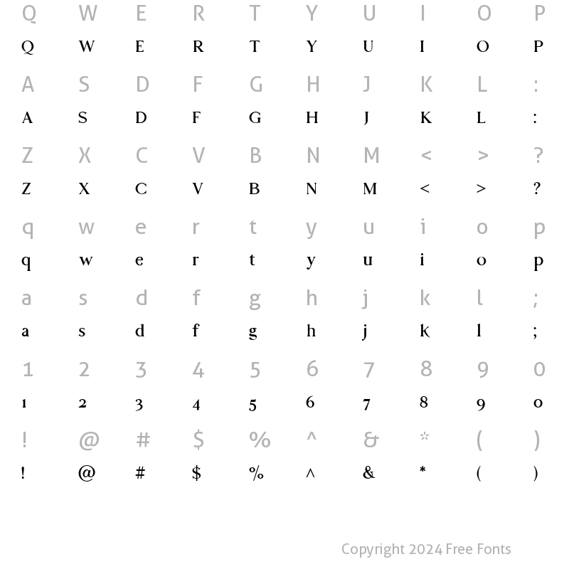 Character Map of Alocasia Serif