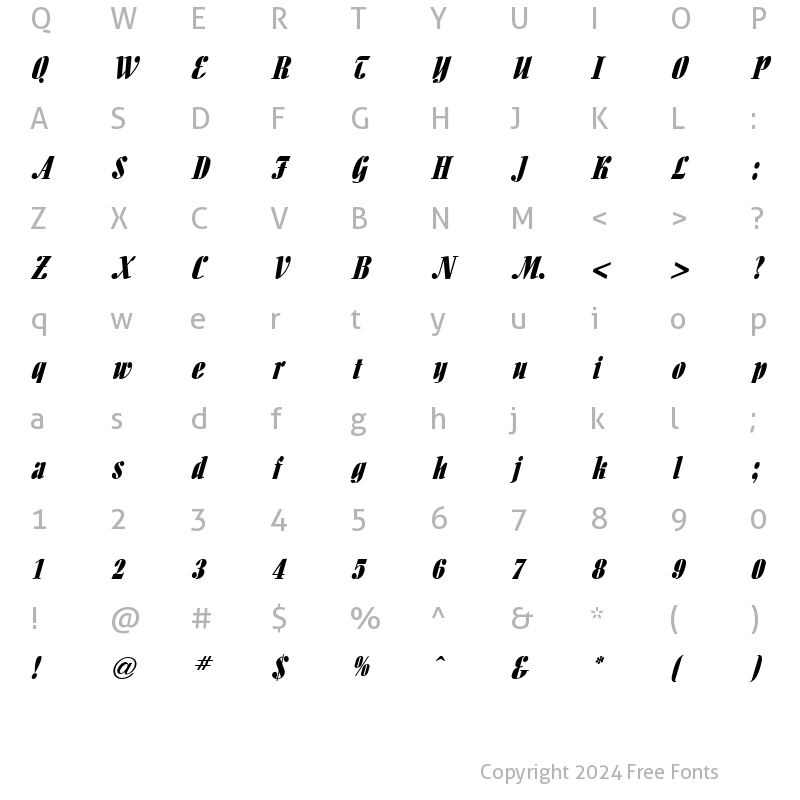 Character Map of Aloe Italic