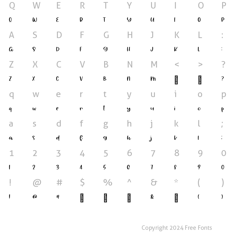 Character Map of AlohaSummer Regular