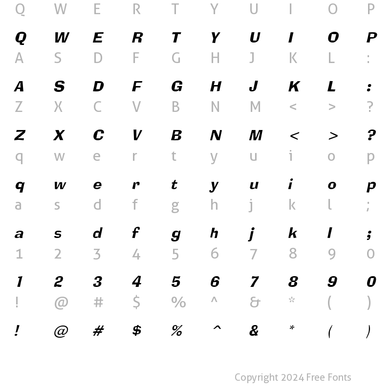 Character Map of Alor Narrow Italic