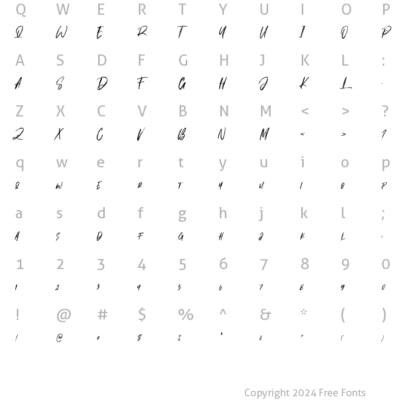 Character Map of Alosia Regular