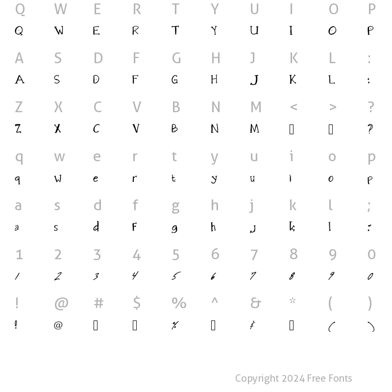 Character Map of Alpha Anggela Regular