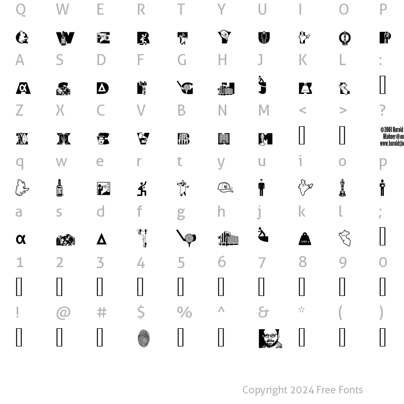 Character Map of Alpha Bravo Regular