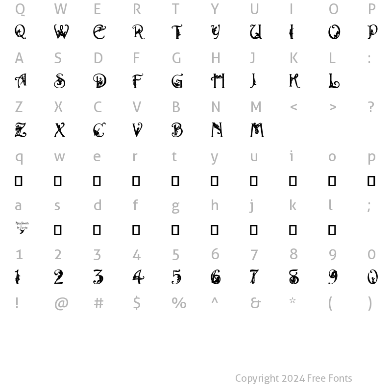 Character Map of Alpha-Silouette Medium