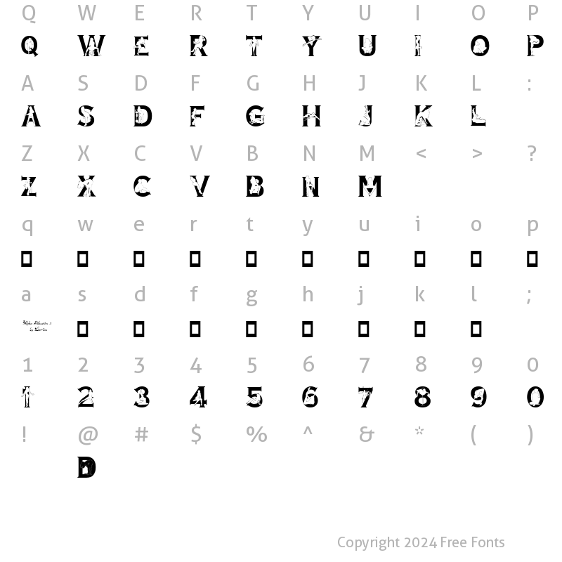 Character Map of Alpha Silouettes 3 Expanded