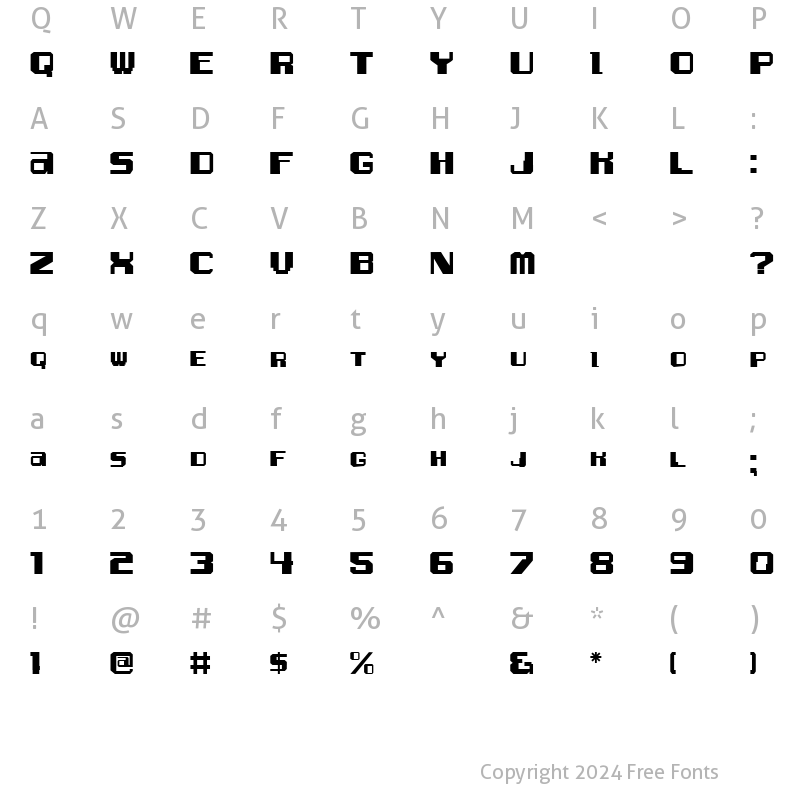 Character Map of Alpha Test JL Regular