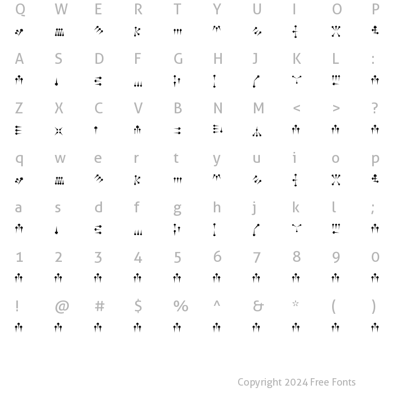 Character Map of Alphabet of Daggers Regular