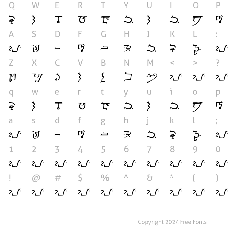 Character Map of Alphabet of the Magi Regular