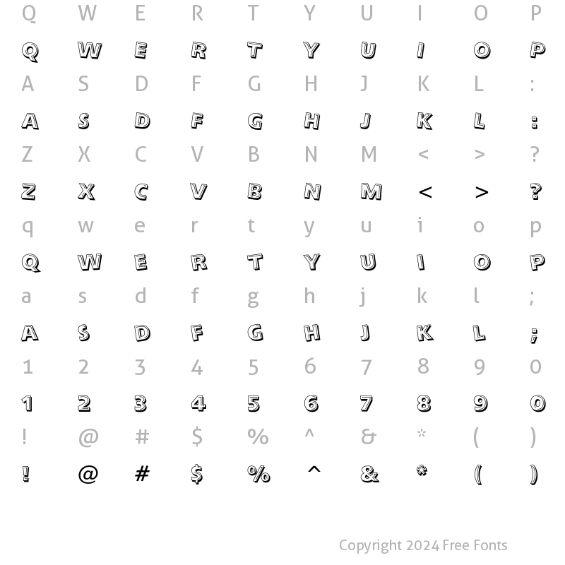 Character Map of Alphabet Soup Tilt Regular