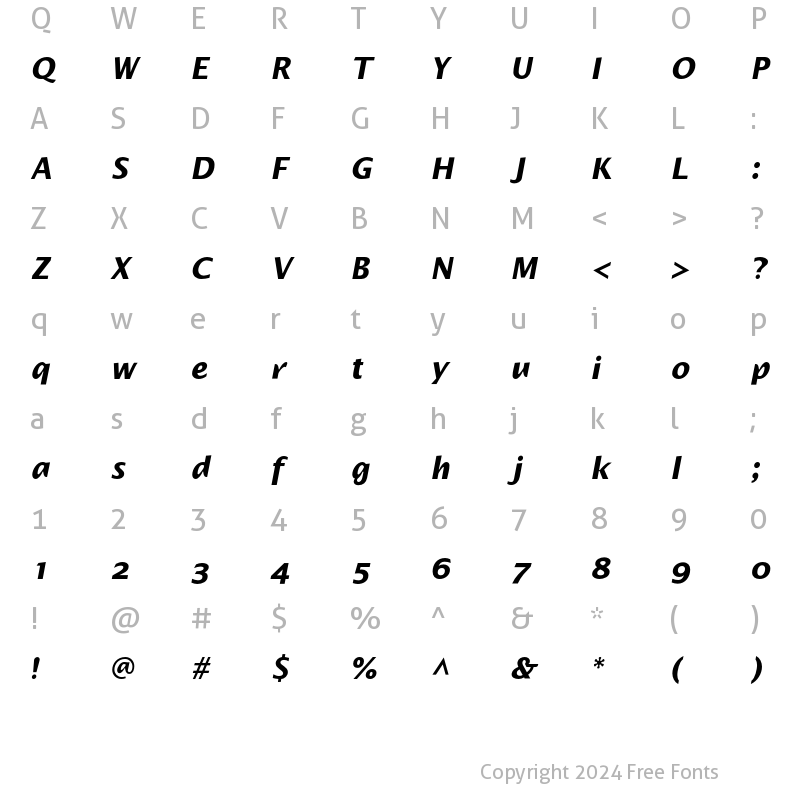 Character Map of Alphabet2 Bold Italic