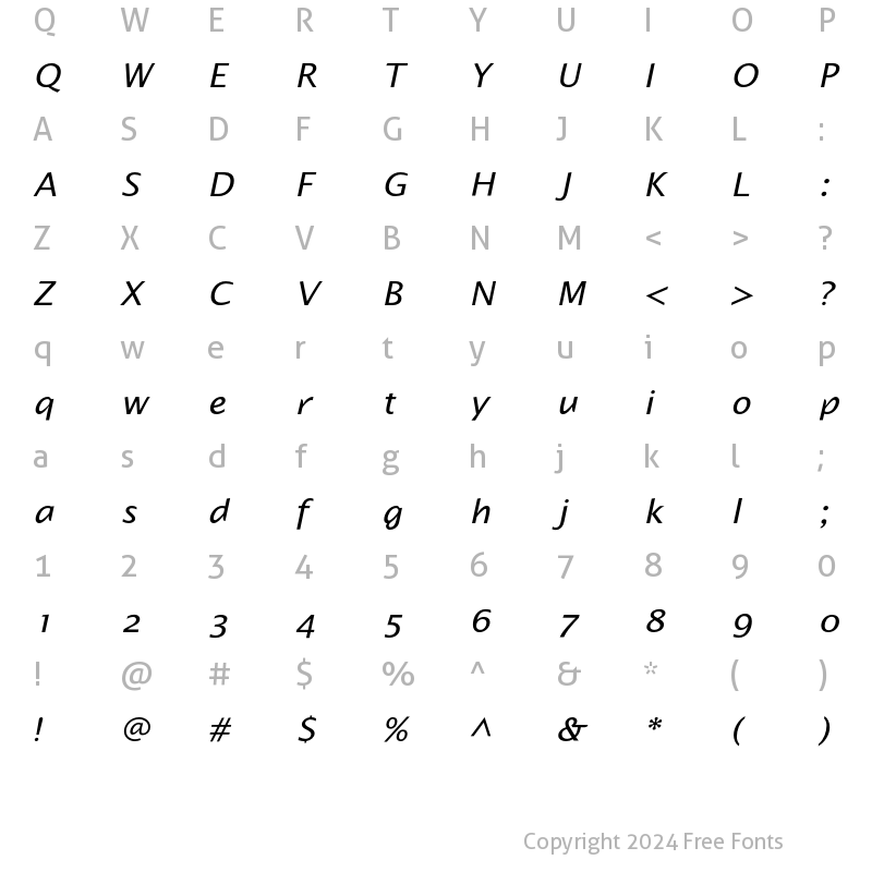 Character Map of Alphabet2 Italic