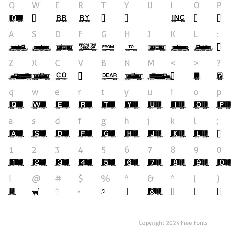 Character Map of AlphabetTrain Boxcar