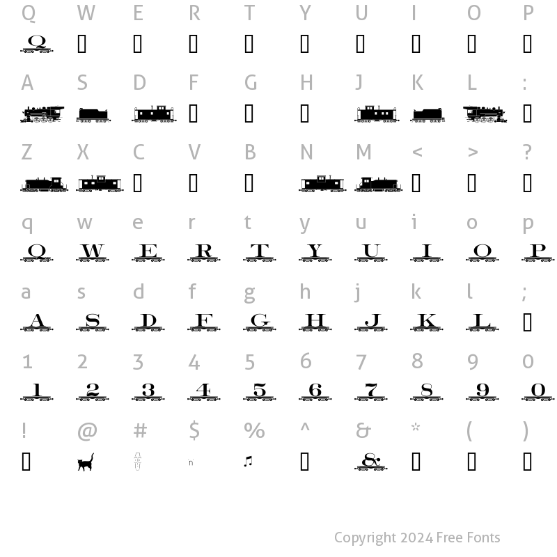 Character Map of AlphabetTrain Regular