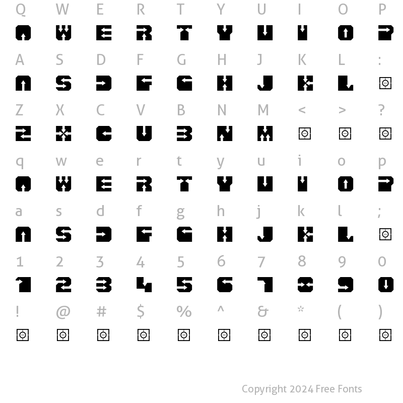 Character Map of AlphaBloc Direct Regular