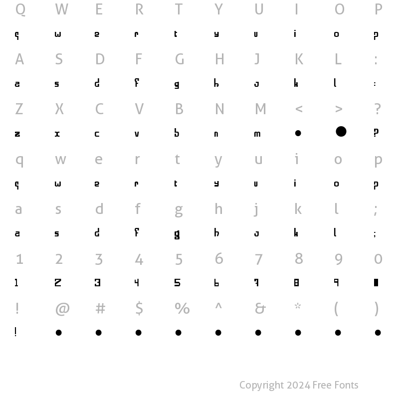 Character Map of alphabold Regular