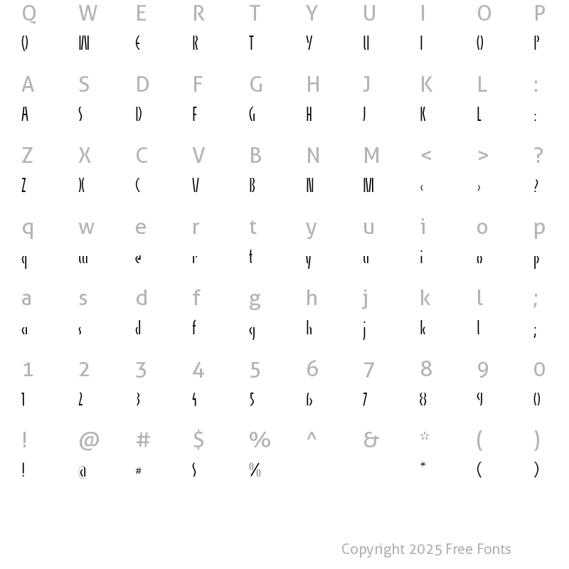 Character Map of AlphaCharlie Light Regular