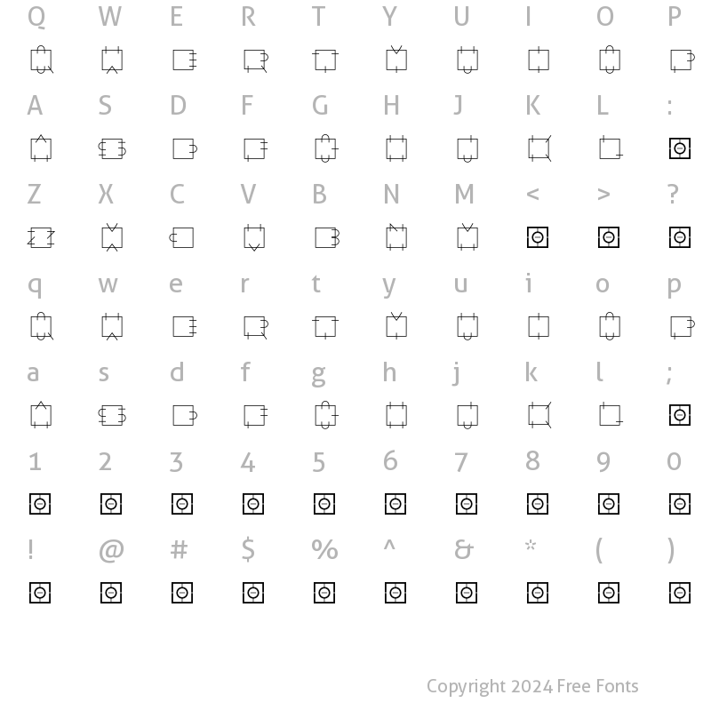 Character Map of AlphaGeometrique Square Regular