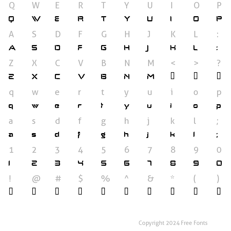 Character Map of AlphaMaleModern Regular