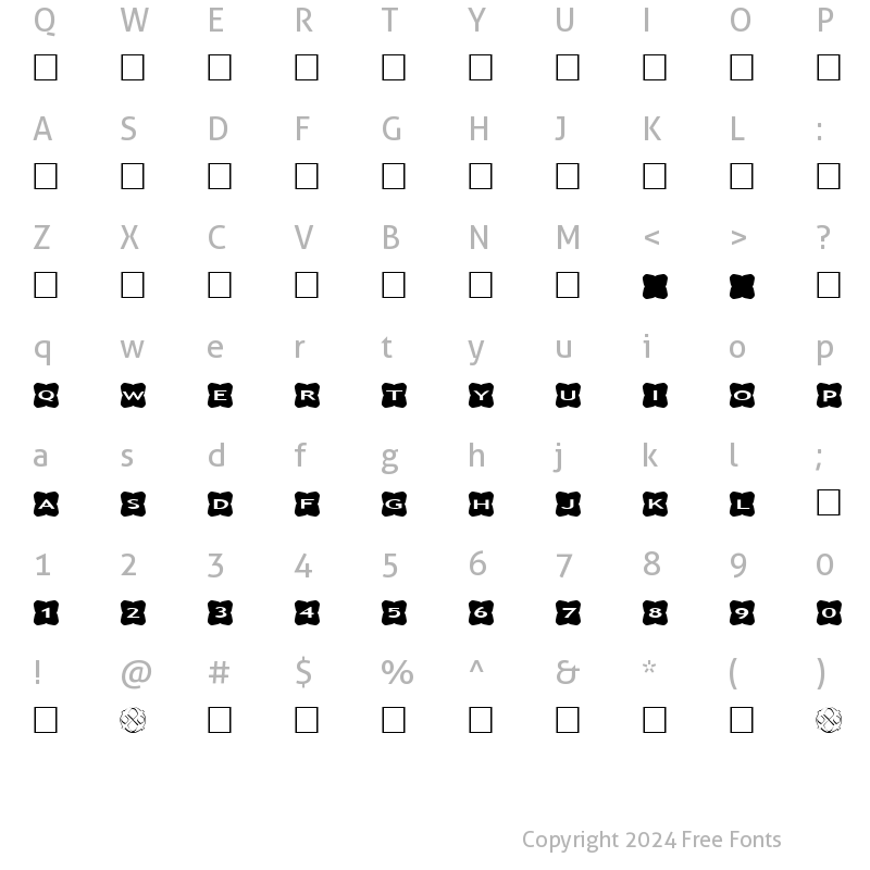 Character Map of AlphaShapes crosses 3 Normal