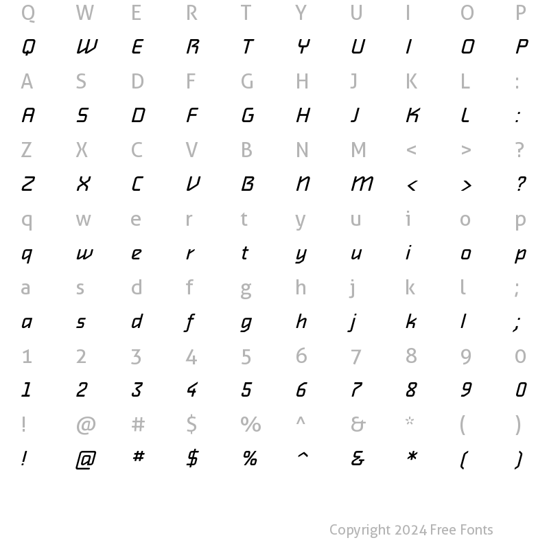 Character Map of Alphaville Oblique