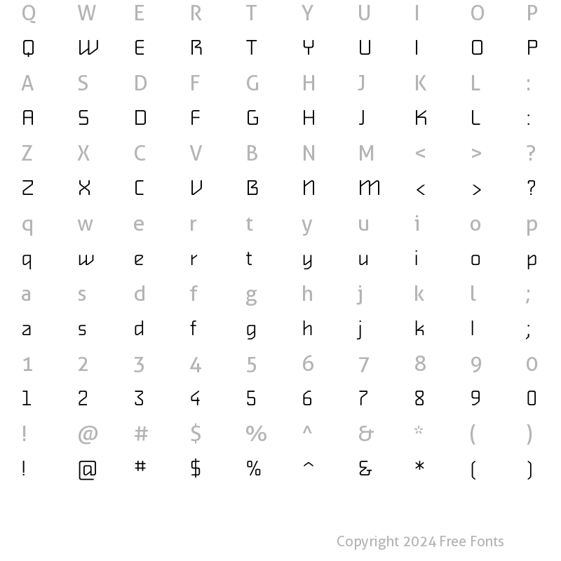 Character Map of AlphavilleLight Regular