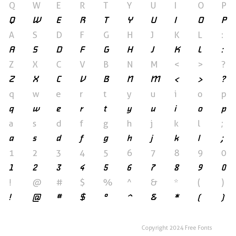 Character Map of AlphavilleMedium Oblique