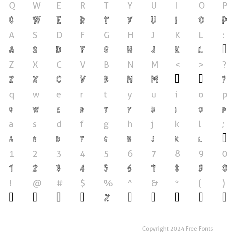 Character Map of AlphaWood Regular