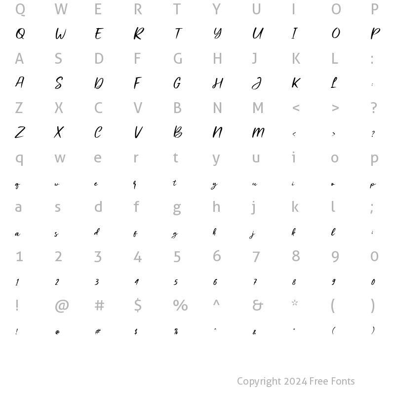 Character Map of Alpiar Italic