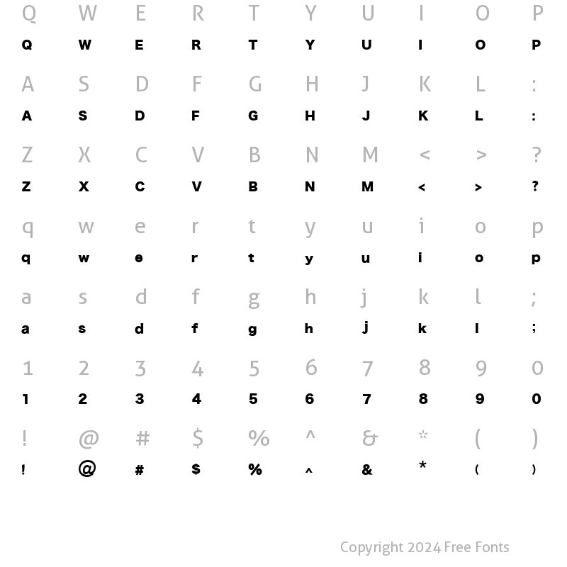 Character Map of AlreoyaNetBold Bold