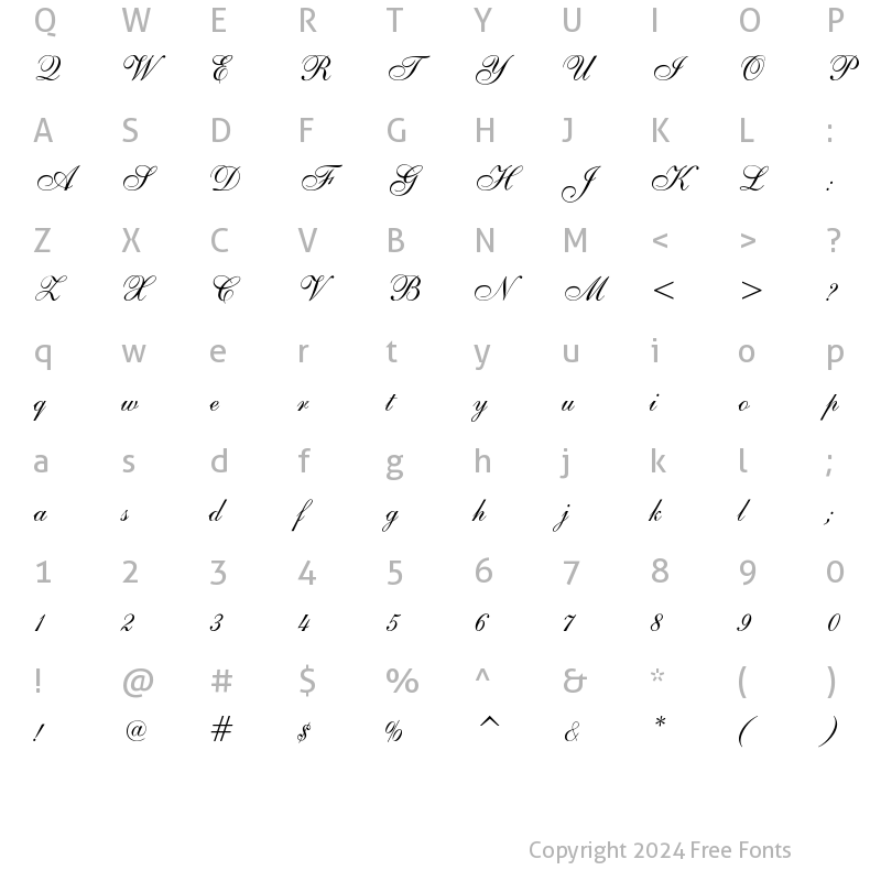 Character Map of ALS Script Regular