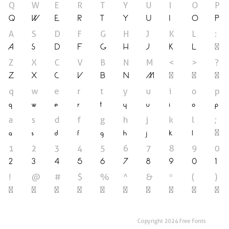 Character Map of Alt AVALON Regular