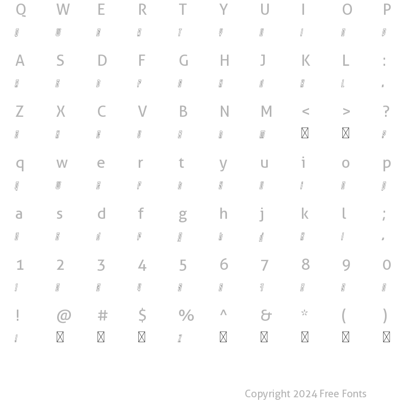 Character Map of Alt BLOCKER Inline Italic