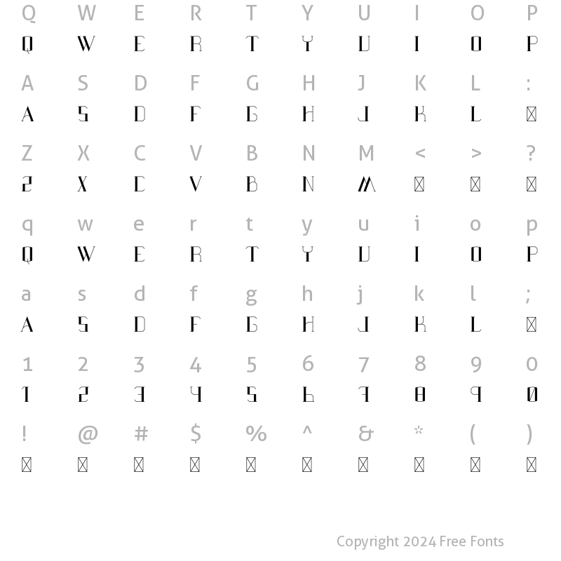 Character Map of Alt EX01 Bold