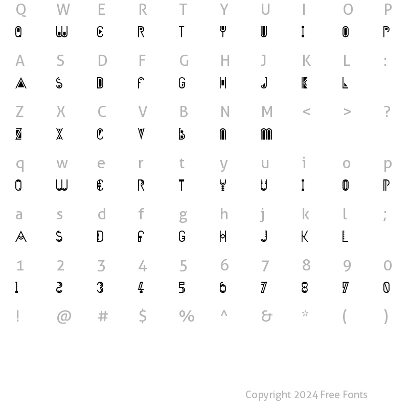 Character Map of Alt Modu Regular