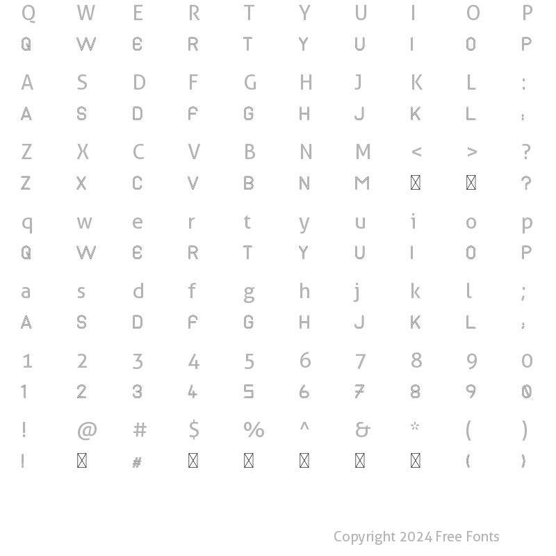 Character Map of Alt Retro V3 Light