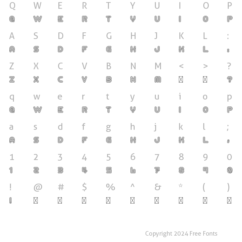 Character Map of Alt Retro2 Regular