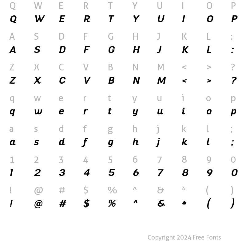Character Map of Altair Bold Italic