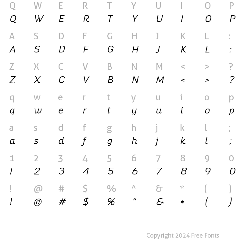 Character Map of Altair Light Italic