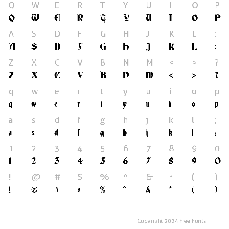 Character Map of Altdeutsche Schrift Regular