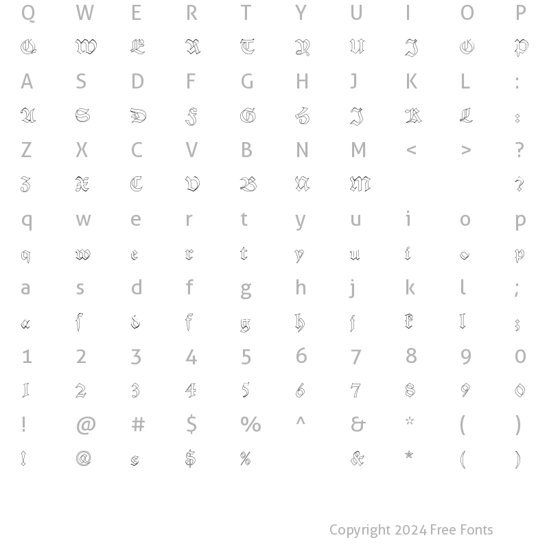 Character Map of Alte Schwabacher D Ou1 Regular