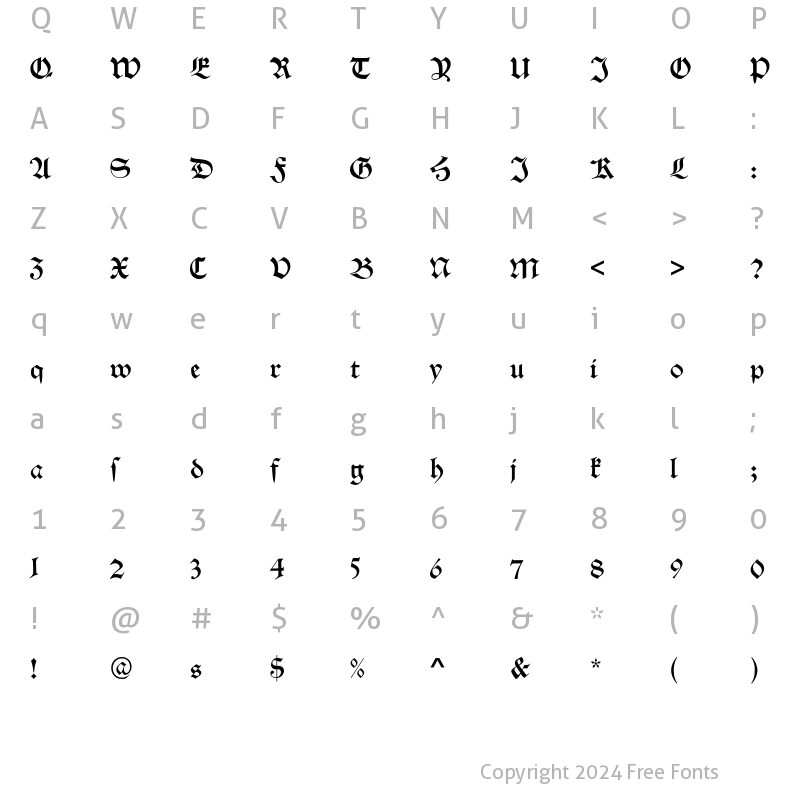 Character Map of Alte Schwabacher D Regular