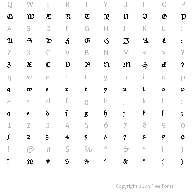 Character Map of Alte Schwabacher DemiBold